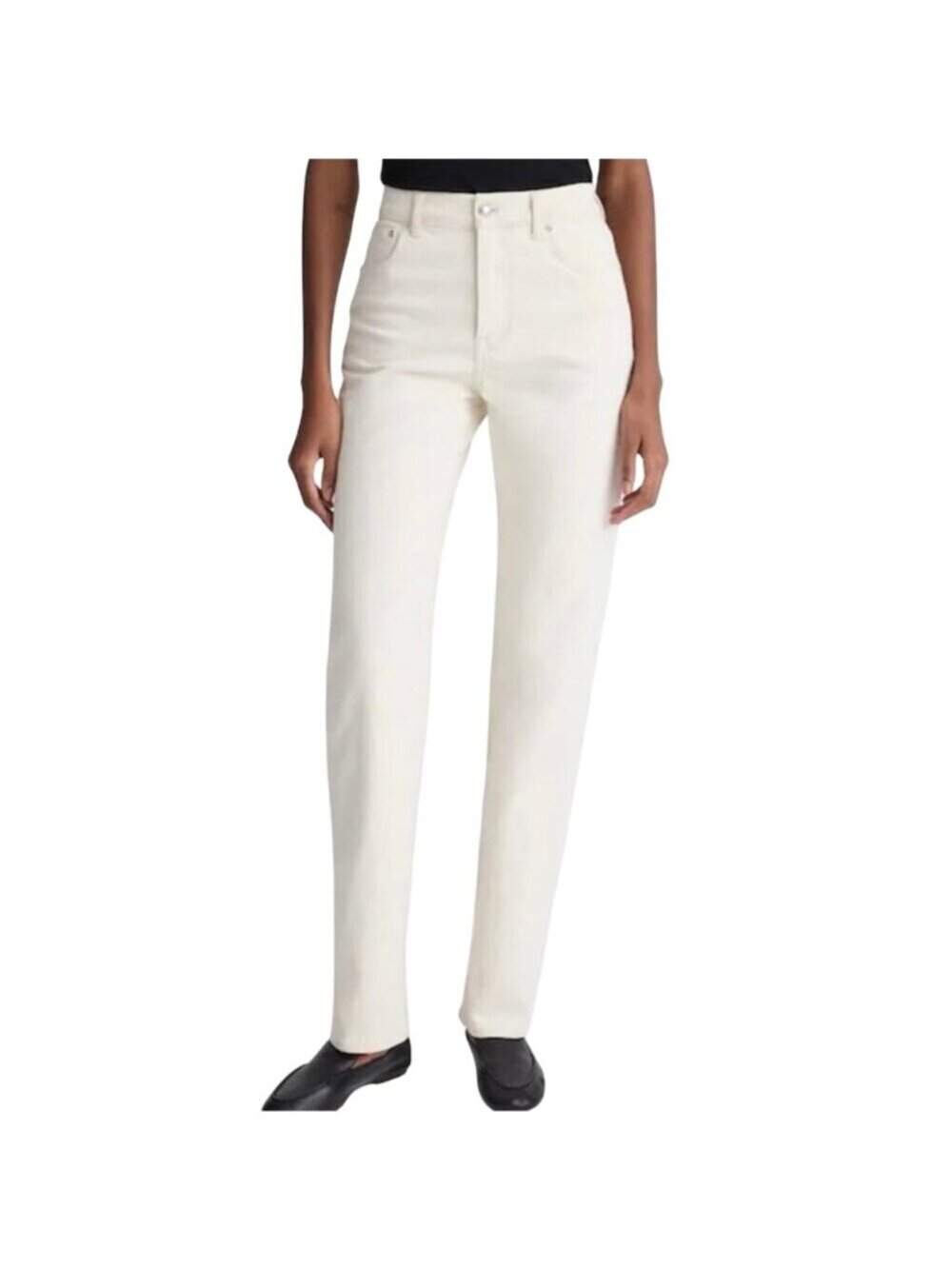 Madewell The Longline Straight Jean Cream Vintage Canvas Size 27 Stretch - Picture 1 of 16